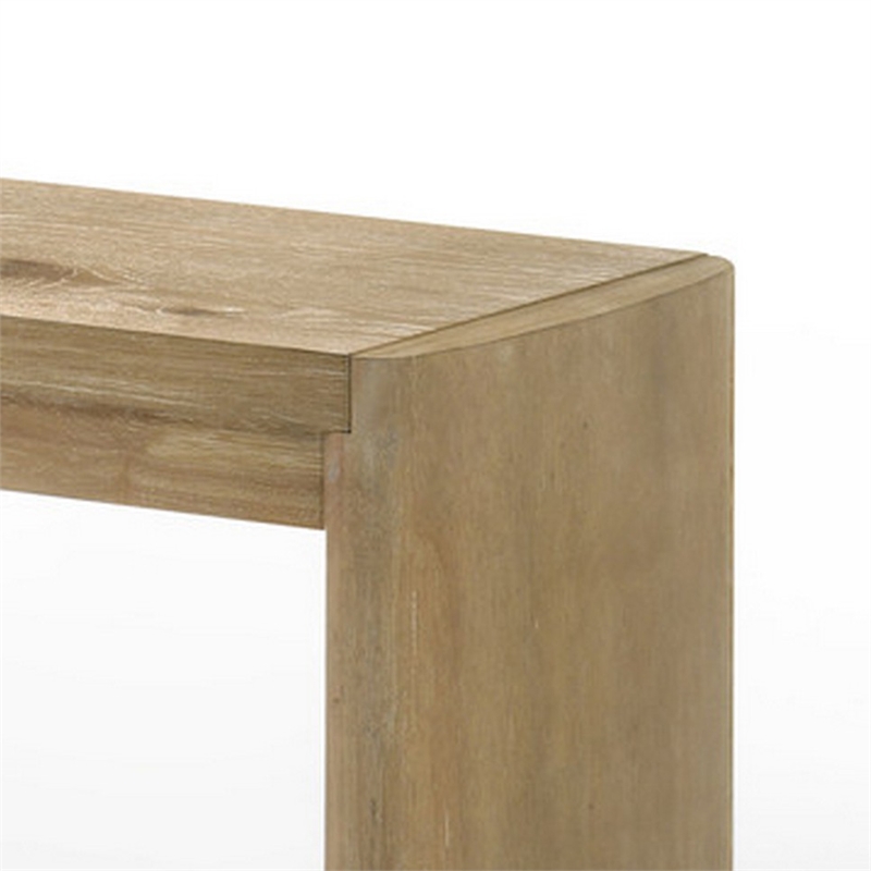 Meni 51 Inch Wide Dining Bench- Panel Legs- Oak Brown Solid Wood