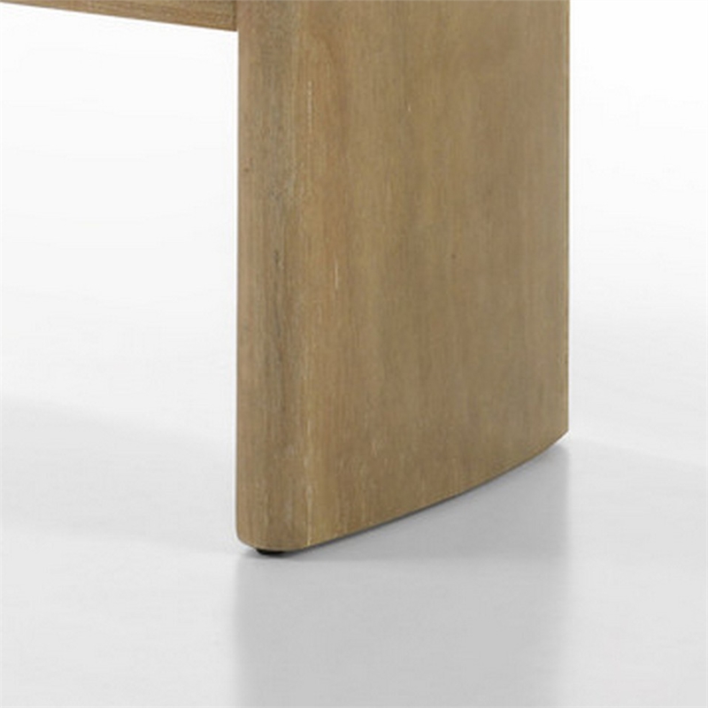 Meni 51 Inch Wide Dining Bench- Panel Legs- Oak Brown Solid Wood