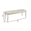 Lura 54 Inch Accent Bench- Button Tufted Foam Faux Leather- White Wood