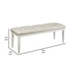 Lura 54 Inch Accent Bench- Button Tufted Foam Faux Leather- White Wood
