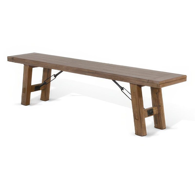 Yael Bench- 72 Inch Light Brown Mindi and Mahogany- Turnbuckle Accents