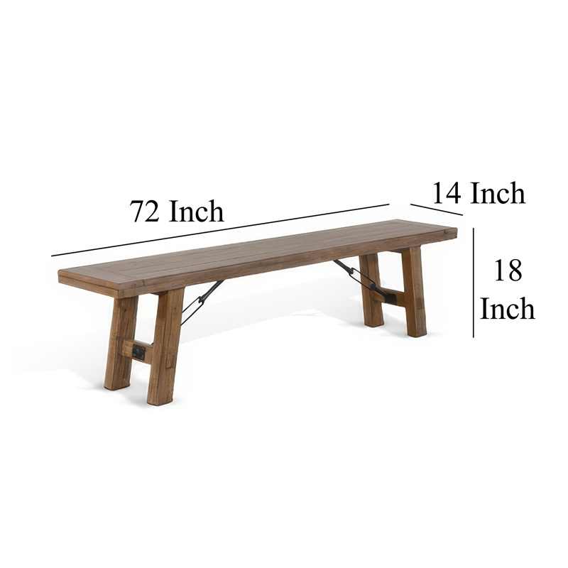 Yael Bench- 72 Inch Light Brown Mindi and Mahogany- Turnbuckle Accents