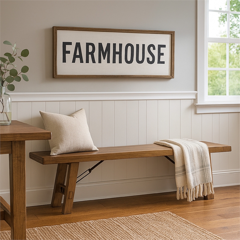 Yael Bench- 72 Inch Light Brown Mindi and Mahogany- Turnbuckle Accents