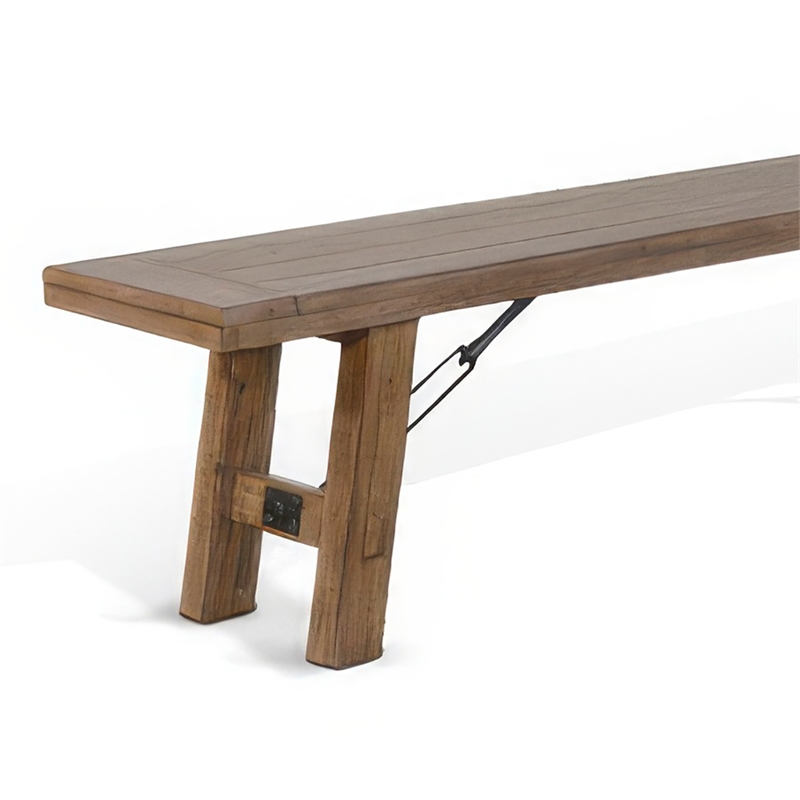 Yael Bench- 72 Inch Light Brown Mindi and Mahogany- Turnbuckle Accents