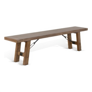 Yael Bench- 72 Inch Light Brown Mindi and Mahogany- Turnbuckle Accents