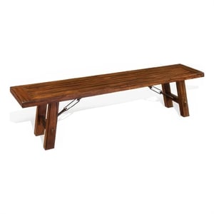 Reggie Bench- 72 Inch Brown Mahogany Wood- Metal Turnbuckle Accents