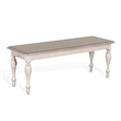 Sain Dining Bench- Taupe- White Mahogany Wood- Turned Legs- 68 Inch