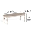 Sain Dining Bench- Taupe- White Mahogany Wood- Turned Legs- 68 Inch