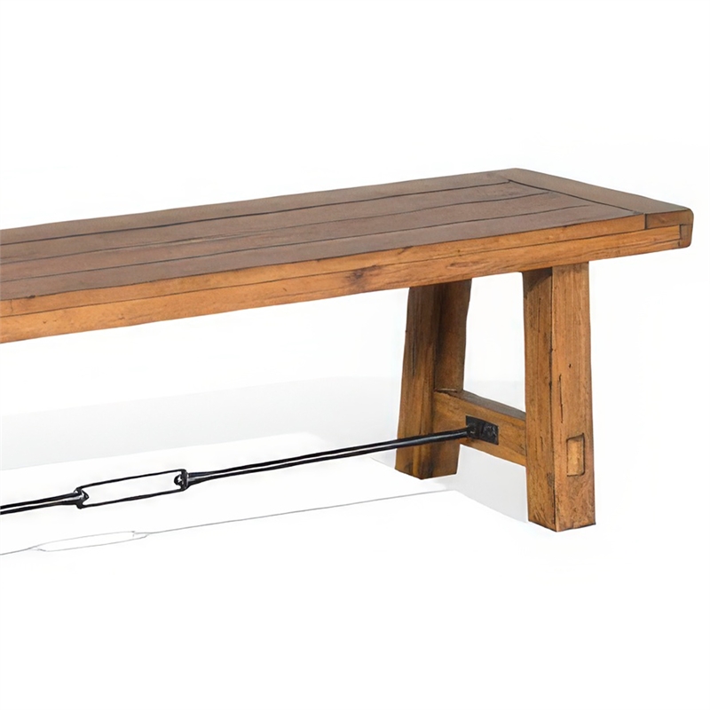 Jake Dining Bench- Light Brown Mahogany- Turnbuckle Accent- 64 Inch