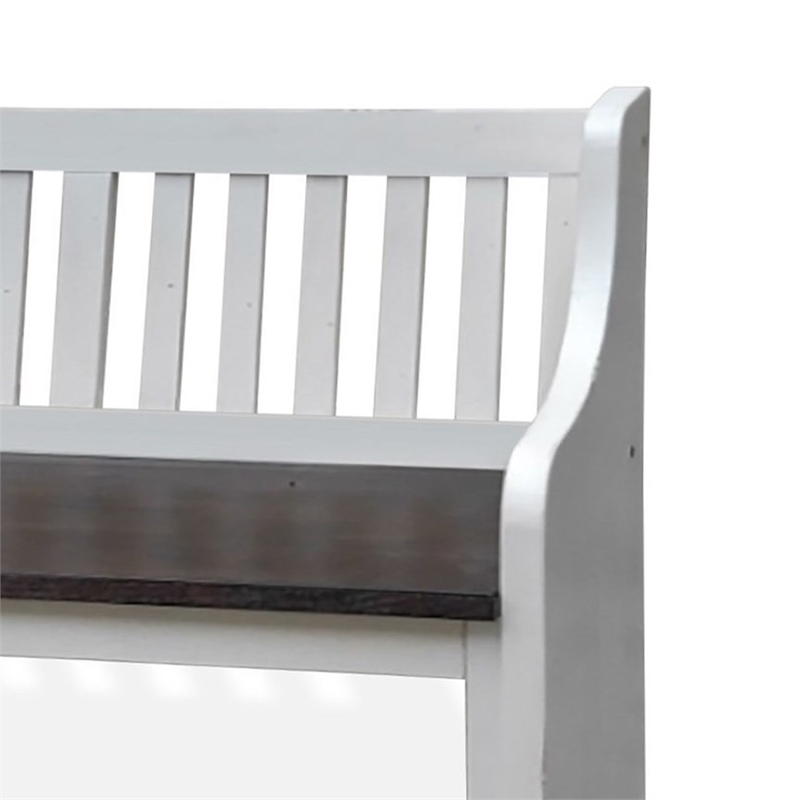 Orso Bench- Slat Back Design- White- Brown Mahogany and Mindi- 64 Inch