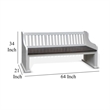 Orso Bench- Slat Back Design- White- Brown Mahogany and Mindi- 64 Inch