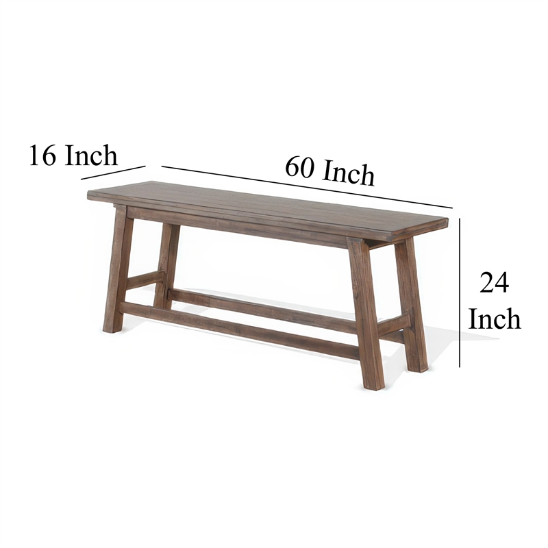 Yael Counter Height Bench- Light Brown Mahogany- Mindi Wood- 60 Inch