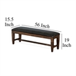 Flint Bench- Dark Gray Faux Leather- Dark Brown Mahogany- 56 Inch