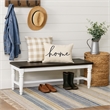 Orso Bench- Off White- Dark Brown Mahogany and Mindi Wood- 52 Inch