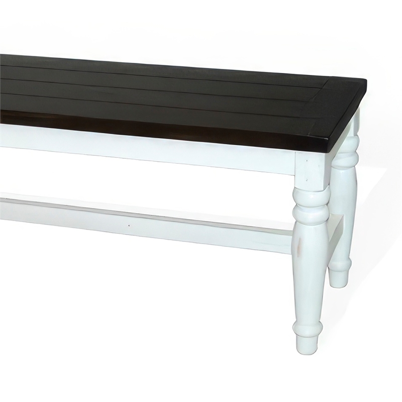 Orso Bench- Off White- Dark Brown Mahogany and Mindi Wood- 52 Inch