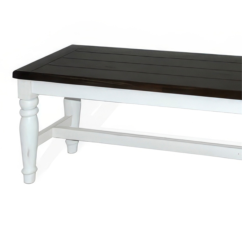 Orso Bench- Off White- Dark Brown Mahogany and Mindi Wood- 52 Inch