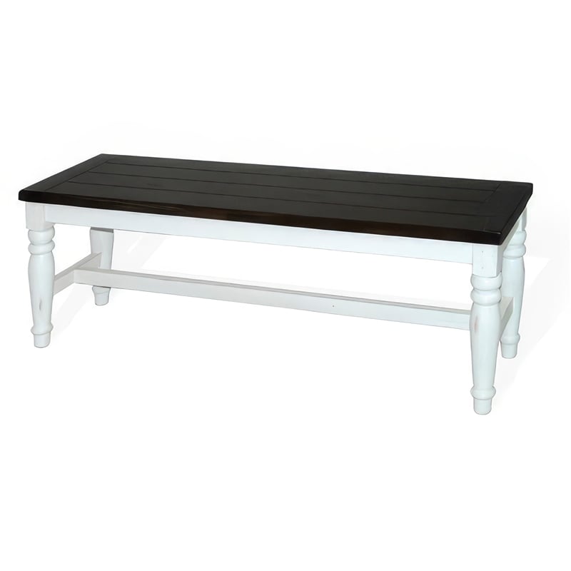 Orso Bench- Off White- Dark Brown Mahogany and Mindi Wood- 52 Inch