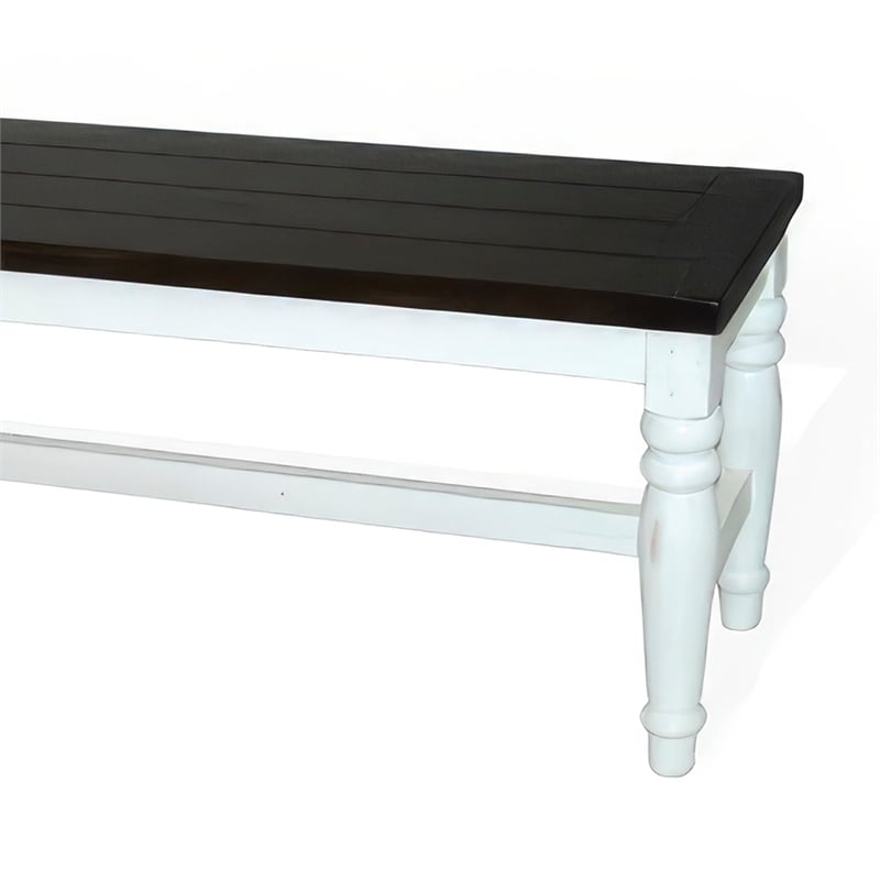 Orso Bench- Off White- Dark Brown Mahogany and Mindi Wood- 52 Inch