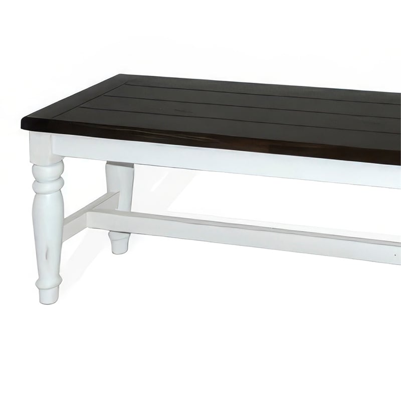 Orso Bench- Off White- Dark Brown Mahogany and Mindi Wood- 52 Inch