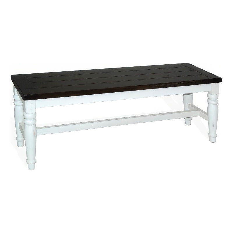 Orso Bench- Off White- Dark Brown Mahogany and Mindi Wood- 52 Inch
