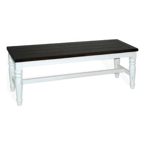Orso Bench- Off White- Dark Brown Mahogany and Mindi Wood- 52 Inch