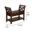 Flint 36 Inch Accent Bench with X-Panel- Storage- Dark Brown Mahogany