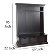 Kota Foyer Coat Rack Entry Hall Tree w Storage Bench- Black 85 Inch