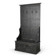 Mary Accent Hall Tree Coat Rack with Bench- 4 Hooks- Farmhouse Black