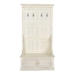 Mary Accent Hall Tree Coat Rack with Bench- 4 Hooks- Farmhouse White