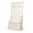 Mary Accent Hall Tree Coat Rack with Bench- 4 Hooks- Farmhouse White
