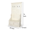 Mary Accent Hall Tree Coat Rack with Bench- 4 Hooks- Farmhouse White