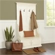 Mary Accent Hall Tree Coat Rack with Bench- 4 Hooks- Farmhouse White