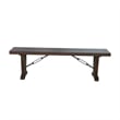 Flint Dining Bench with Turnbuckles- 70 Inch Dark Brown Mahogany Wood