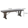 Flint Dining Bench with Turnbuckles- 70 Inch Dark Brown Mahogany Wood