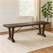 Flint Dining Bench with Turnbuckles- 70 Inch Dark Brown Mahogany Wood