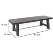 Rena Dining Bench- Turnbuckle Accent- 64 Inch Black Mahogany Wood