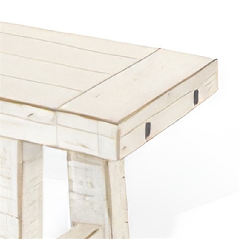 Rena Dining Bench- Turnbuckle Accent- 64 Inch White Mahogany Wood