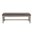 Camie Dining Bench- 56 Inch Faux Leather Seat- Gray Mahogany Wood