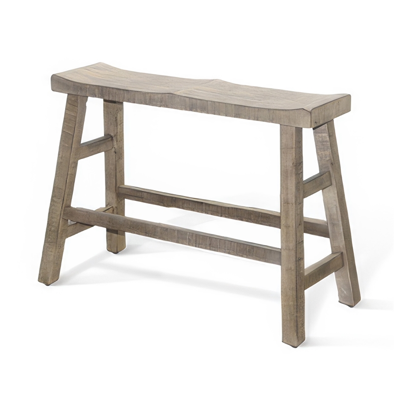 Rena Counter Height Bench- 33 Inch Light Brown Mahogany Wood Frame