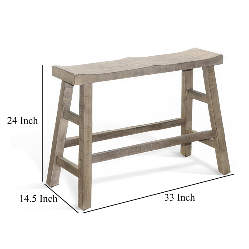 Rena Counter Height Bench- 33 Inch Light Brown Mahogany Wood Frame