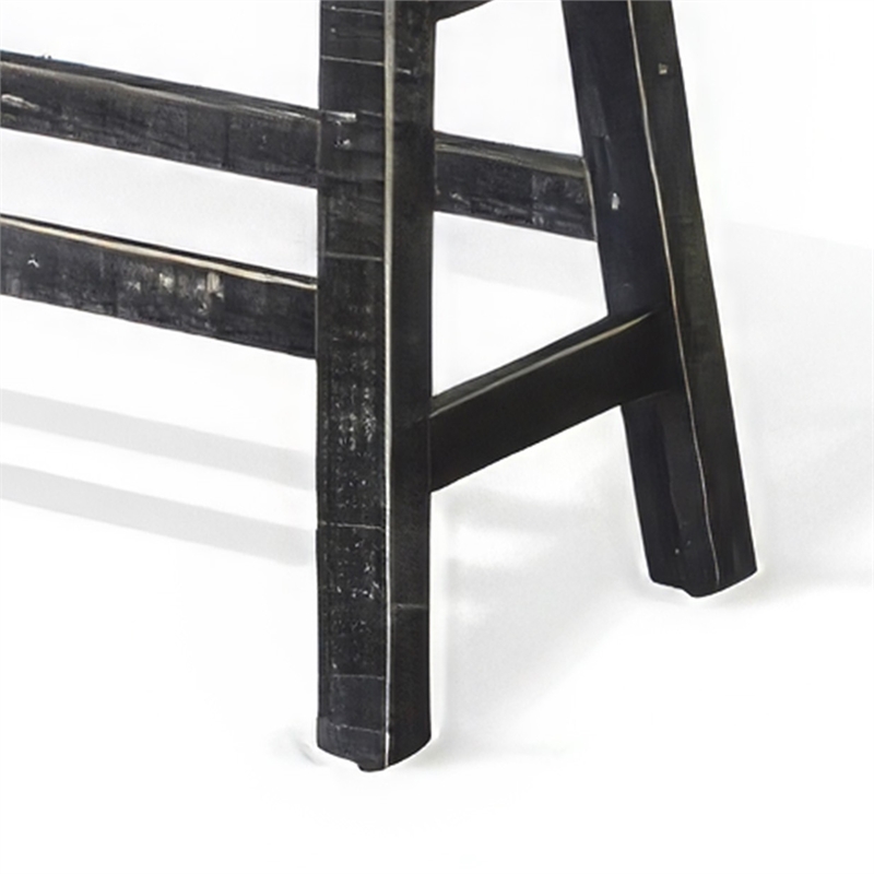 Rena Counter Height Bench- 33 Inch Rustic Black Mahogany Wood Frame