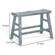 Rena Counter Height Bench- 33 Inch Seagrass Green Mahogany Wood Frame