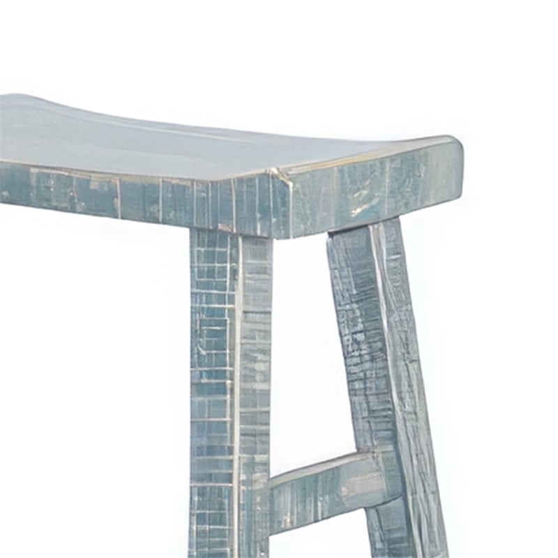 Rena Bar Height Bench- 33 Inch Rustic Seagrass Green Mahogany Wood