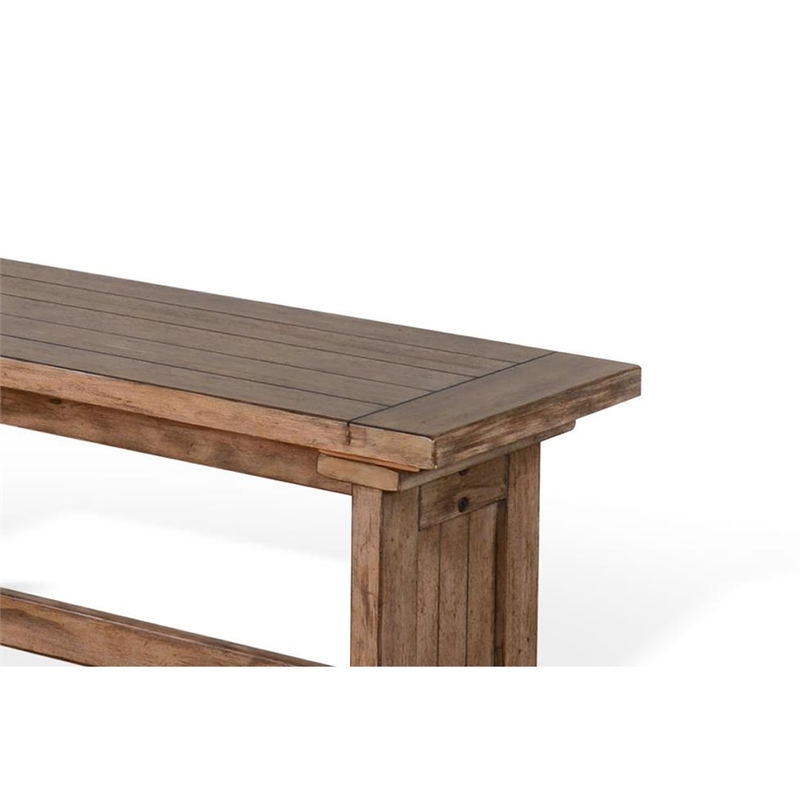 Yael Side Dining Bench- Plank Seat- Light Brown Mahogany Wood 48 Inch