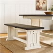 Orso Side Dining Bench- Plank Seat- Off White and Brown Wood 48 Inch