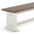 Dean Side Dining Bench- Plank Style Seat- Off White and Brown 48 Inch