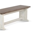 Dean Side Dining Bench- Plank Style Seat- Off White and Brown 48 Inch