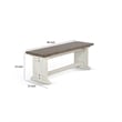 Dean Side Dining Bench- Plank Style Seat- Off White and Brown 48 Inch