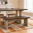 Camie Side Dining Bench- Plank Dark Brown Gray Mahogany Wood 48 Inch