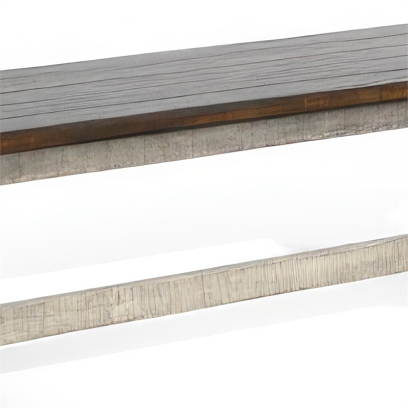 Camie Side Dining Bench- Plank Dark Brown Gray Mahogany Wood 48 Inch